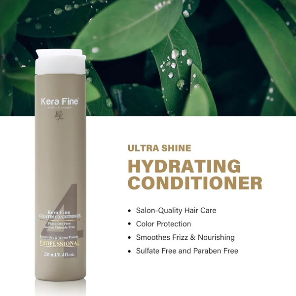 KERA FINE Kera Fine Keratin Conditioner 250ml | Sulfate, Paraben, Phosphate & Sodium Chloride Free | Enriched with Keratin, Soy & Wheat Protein | Professional Hair Care