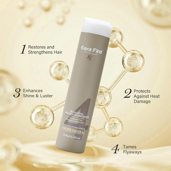 KERA FINE Kera Fine Keratin Conditioner 250ml | Sulfate, Paraben, Phosphate & Sodium Chloride Free | Enriched with Keratin, Soy & Wheat Protein | Professional Hair Care