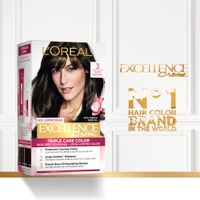 Loreal Paris Excellence Creme 03 Dark Brown | 72ml+100g | Triple Care Hair Color | 100% Grey Coverage | Long Lasting Color | Permanent Hair Color for Shiny, Healthy Hair | Natural Dark Brown Hair Dye