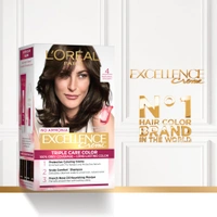 Loreal Paris Excellence Creme 04 Natural Brown 72ml+100g | Triple Care Hair Color | 100% Grey Coverage | Long Lasting Color | Permanent Hair Color for Shiny, Healthy Hair | Natural Brown Hair Dye