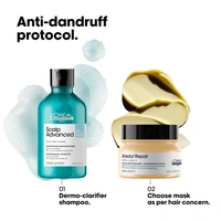 Loreal Professionnel Scalp Advanced Anti-Dandruff Dermo-Clarifier Shampoo 300ml | With Piroctone Olamine | Removes Dandruff & Gently Clarifies Scalp | For Men & Women