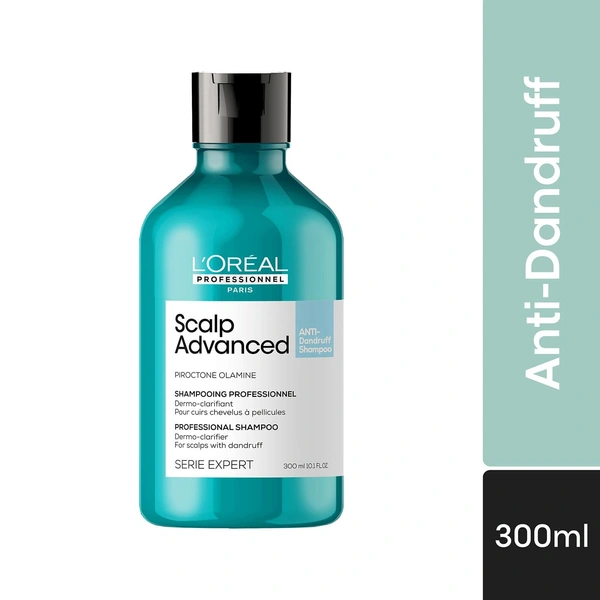 Loreal Professionnel Scalp Advanced Anti-Dandruff Dermo-Clarifier Shampoo 300ml | With Piroctone Olamine | Removes Dandruff & Gently Clarifies Scalp | For Men & Women