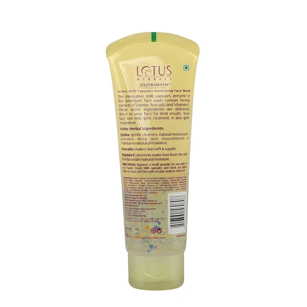 Lotus Herbals Jojobawash Active Milli Capsules Nourishing Face Wash, 120g