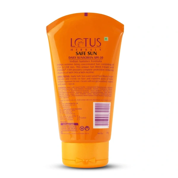 Lotus Herbals Safe Sun Sunscreen Cream SPF 30 PA++,UVA & UVB, 100 gm