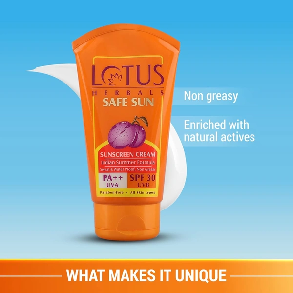 Lotus Herbals Safe Sun Sunscreen Cream SPF 30 PA++,UVA & UVB, 100 gm