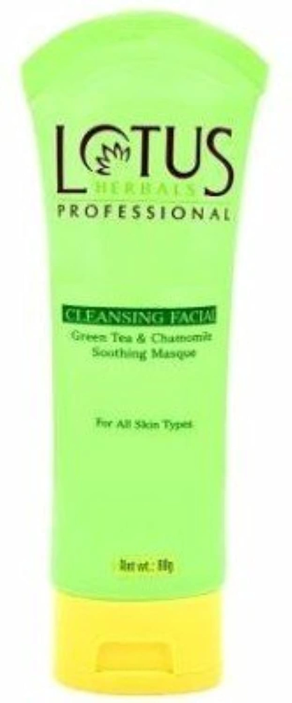 Lotus Professional Cleansing Facial Green Tea & Chamomile Soothing Masque 60g | Detoxifies, Hydrates & Calms Skin | Reduces Redness & Impurities | For Fresh, Balanced Complexion