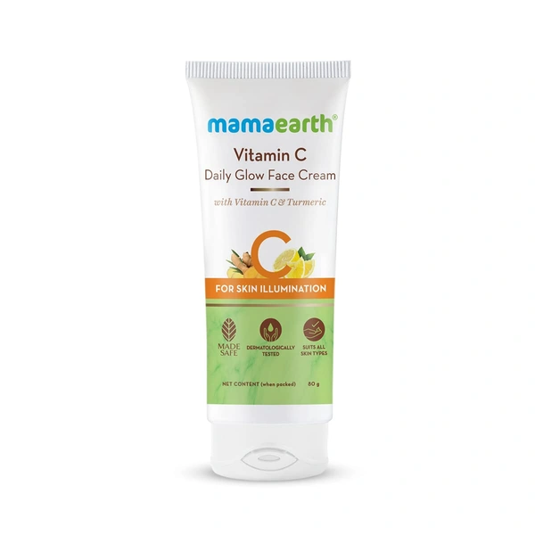 Mamaearth Daily Glow Face Cream 80g | with Vitamin C & Turmeric | For Skin Illumination | Moisturizes Skin | Dermatologically Tested | Lightweight Texture | Reduces Dark Spots | Brighten Skin | for All Skin Types
