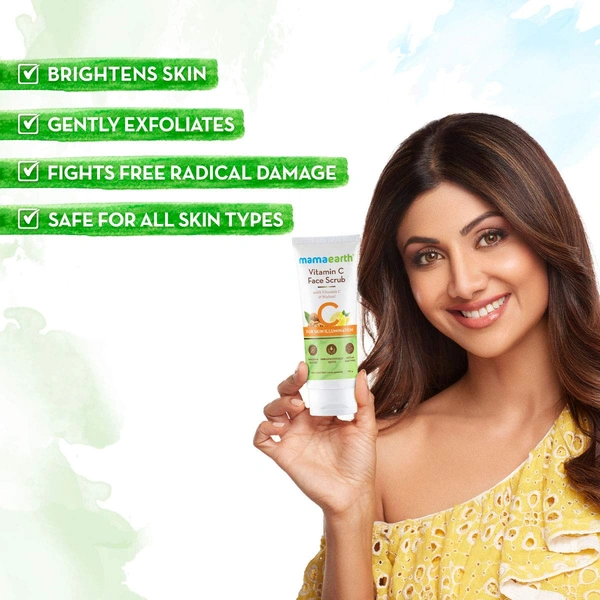 Mamaearth Vitamin C Face Scrub 100g | with Vitamin C and Walnut | For Skin Illumination | Brighten Skin | Gently Exfoliate | Paraben & SLS Free | Soft & Smooth | Skin Rejuvenating Scrub | For All Skin Types