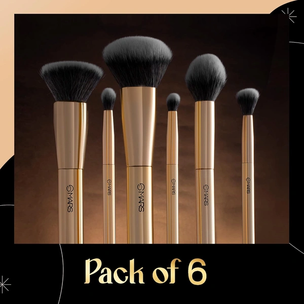 Mars Artists Arsenal 6-Piece Professional Makeup Brush Set | Eyeshadow | Foundation | Blush & Powder Brushes