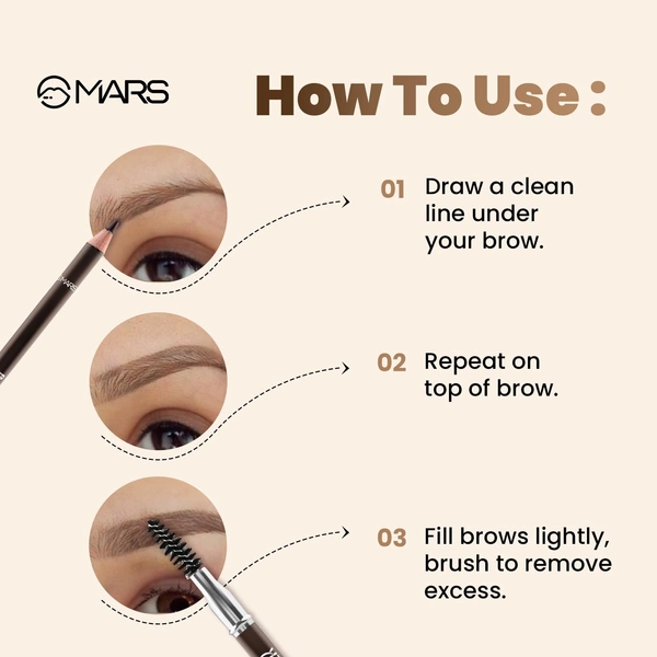 Mars Brow Better Eyebrow Pencil with Spoolie (Brown, 1.4g)| Smudge-Proof | Long-Lasting | Rich Pigmentation for Natural Brows