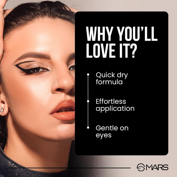 Mars City Stroke Charming Eyes Liquid Eyeliner (1ml) - 02 Green| Long-Lasting, Smudge-Proof | Felt Tip for Precision | Quick-Drying Formula