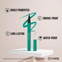 Mars City Stroke Charming Eyes Liquid Eyeliner (1ml) - 02 Green| Long-Lasting, Smudge-Proof | Felt Tip for Precision | Quick-Drying Formula