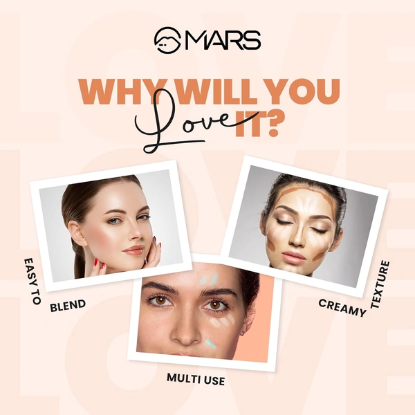 Mars Cover Rangers Creamy Matte Concealer 24g Multicolor Shade 02 | Corrector & Concealer Palette | Lightweight, Easy Blend, Full Coverage Face Makeup Concealer