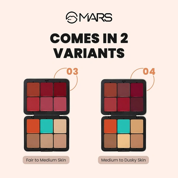 Mars Cover Rangers Creamy Matte Concealer 24g Multicolor Shade 02 | Corrector & Concealer Palette | Lightweight, Easy Blend, Full Coverage Face Makeup Concealer
