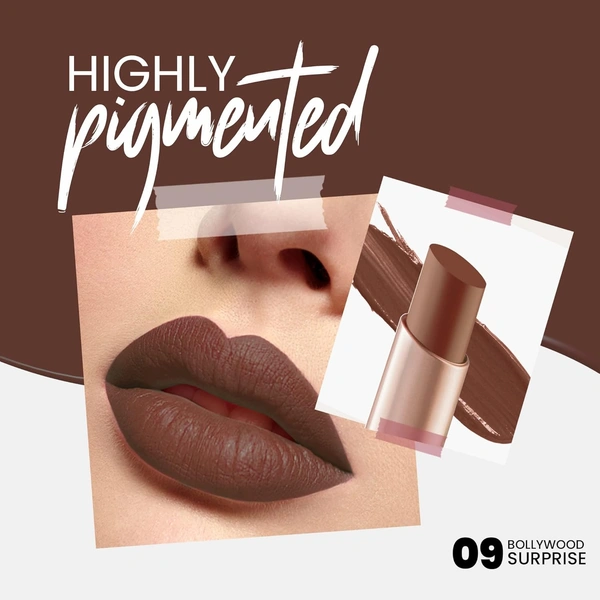 Mars MARS Creamy Matte Long-Lasting Lipstick for Women 3.2g (Shade 09-Bollywood Surprise)| Smooth & Lightweight | Single Swipe Application