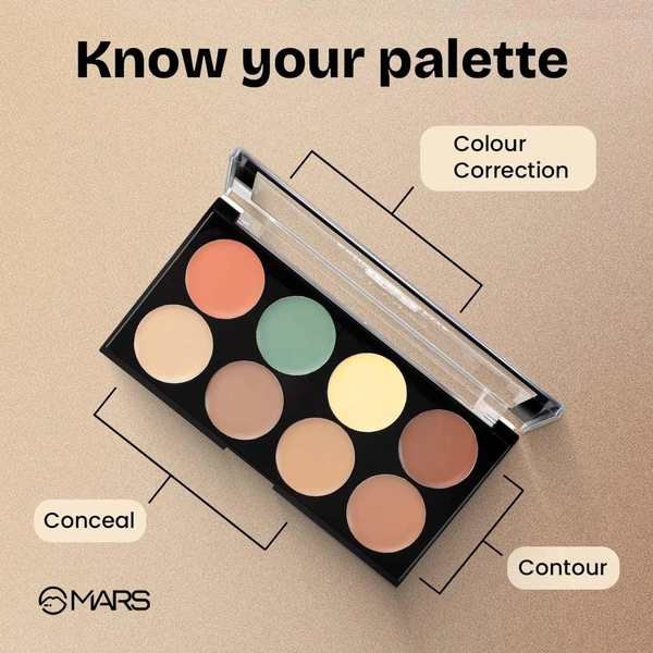 Mars Fantasy Face Concealer Palette 16g, 01-Medium | Rich & Creamy Texture | Long-Lasting Wear | All-In-One Versatile Coverage | Multi Shades