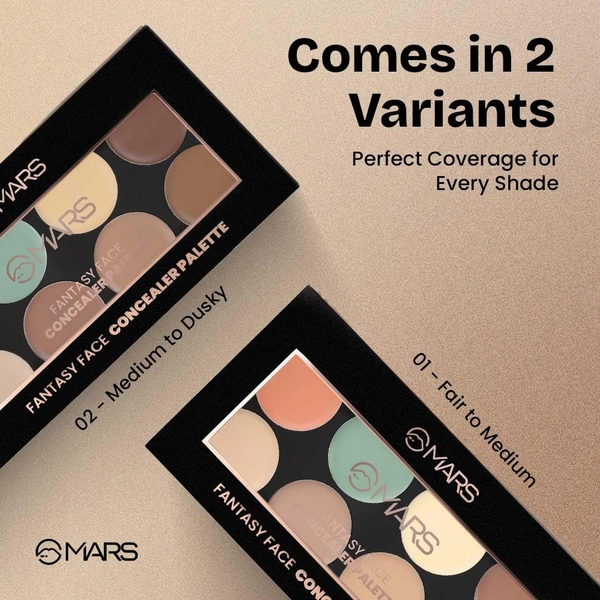 Mars Fantasy Face Concealer Palette 16g, 01-Medium | Rich & Creamy Texture | Long-Lasting Wear | All-In-One Versatile Coverage | Multi Shades