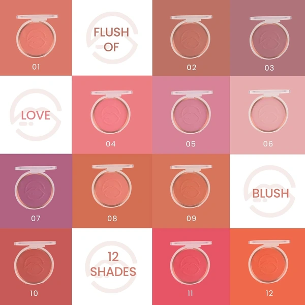 Mars Flush of Love Face Blusher 8g, Shade11 | Highly Pigmented | Easy to Blend | Lightweight Matte Finish | Natural & Long-Lasting Cheek Color
