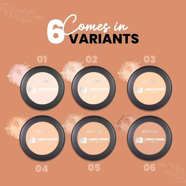 Mars HD Mattifying Compact Powder 02 Vanilla (8g) | Long-Lasting | Lightweight Formula | Oil Control |Flawless Matte Finish