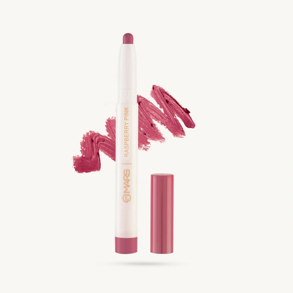 Mars Poppins Long-Lasting Lip Crayon 05 raspberry pink (1.3g) | Matte Finish | Smudge-Proof & Kiss-Proof Lipstick for Women