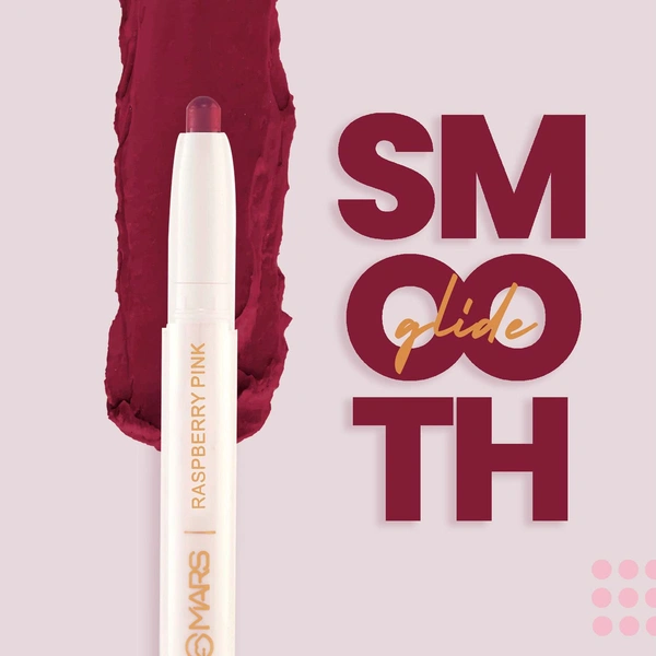Mars Poppins Long-Lasting Lip Crayon 05 raspberry pink (1.3g) | Matte Finish | Smudge-Proof & Kiss-Proof Lipstick for Women