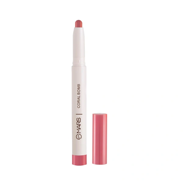 Mars Poppins Long-Lasting Lip Crayon 10-Pink Attack (1.3g) | Matte Finish | Smudge-Proof & Kiss-Proof Lipstick for Women
