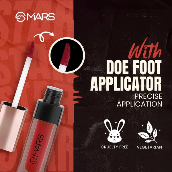 Mars Popstar Matte Liquid Mousse Lipstick 10-Secrecy (6ml) | Lightweight | Non-Sticky | Transfer-Proof & Waterproof | Long-Lasting upto 12-Hour