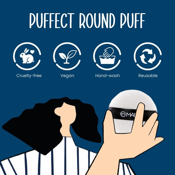 Mars Powder Puff with Strap | Perfect for Loose & Pressed Powder | Flawless Application & Gentle on Skin