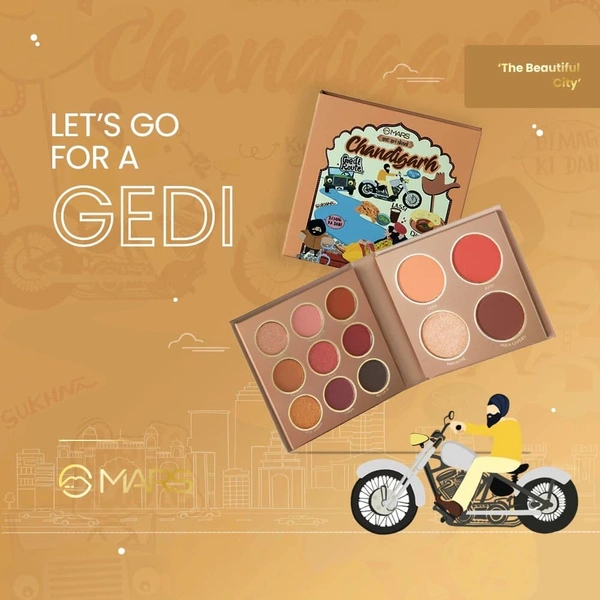 Mars The City Paradise Makeup Kit 03 Chandigarh (16g) | 9 Eyeshadows | Highlighter | Blusher | Bronzer & Compact Powder | Highly Pigmented & Blendable