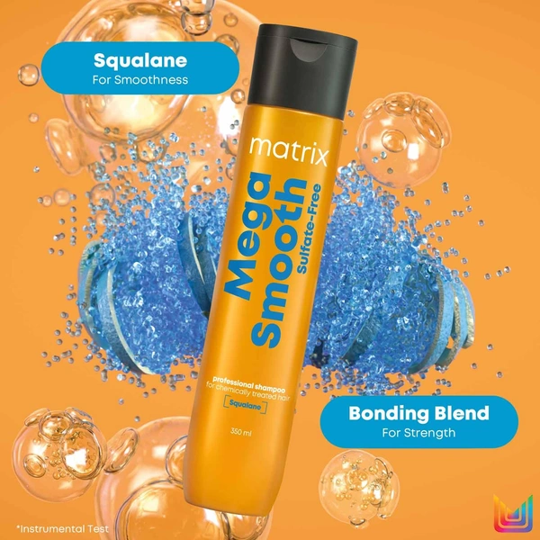 Matrix Mega Smooth Sulfate-Free Shampoo 350ml | For Colored & Chemically Treated Hair | Bond Repair Formula | Safe for Keratin, Botox, Nanoplastia, Cysteine & Smoothening
