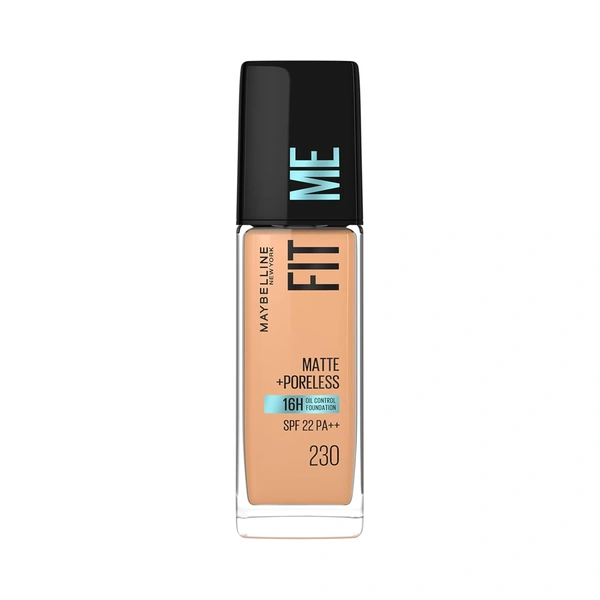 Maybelline New York Fit Me Matte + Poreless Liquid Foundation 30ml with SPF 22 Lightweight | Shade 230 Natural Buff & Long-Lasting | Oil-Control, Natural Matte Finish