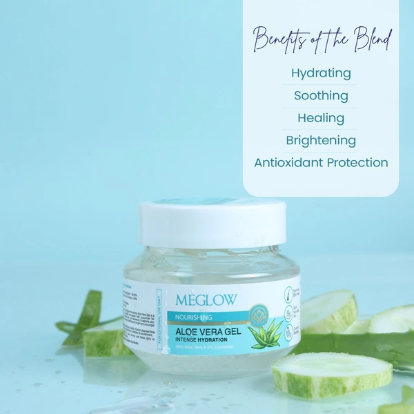 Meglow Aloe Vera Gel 100g for Face, Skin & Hair | Soothing, Hydrating & Refreshing Gel | Glowing Skin and Smooth Hair