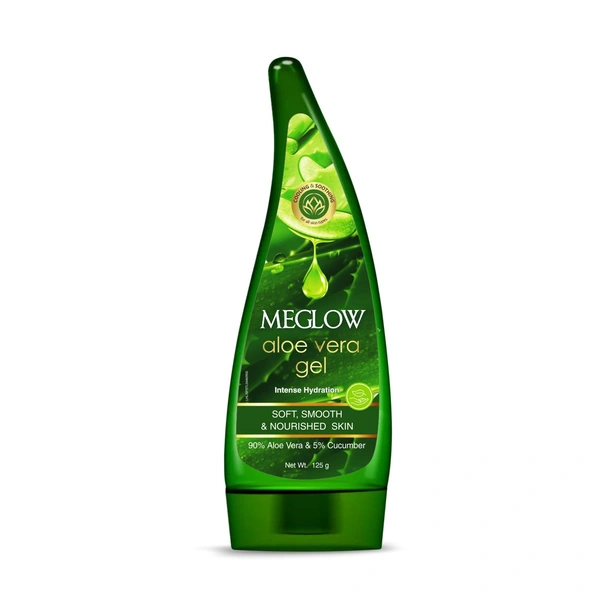 Meglow Aloe Vera Gel 125g for Face, Skin & Hair | Soothing, Hydrating & Refreshing Gel | Glowing Skin and Smooth Hair