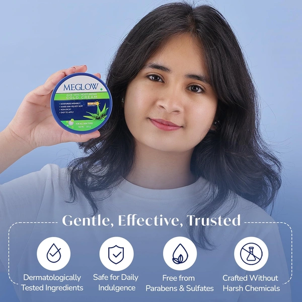 Alite Meglow Aloe Vera Moisturizing Cold Cream 125g | Deep Hydration & Winter Care | With Aloe Vera & Cucumber Extracts | Soft, Nourished & Protected Skin