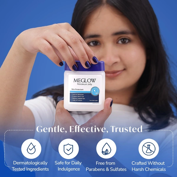 Meglow Moisturizing Petroleum Jelly 100g | Deep Hydration & Skin Protection | Vitamin E Locks Moisture, Heals Dry Skin & Prevents Cracks