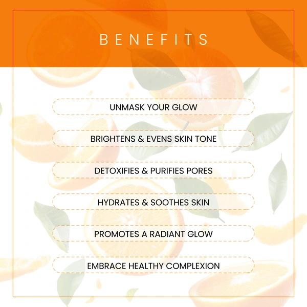 Meglow Orange Peel & Reveal Mask 70g | Bright & Glowing Skin | Deep Cleansing, Tan Removal & Skin Brightening Face Mask