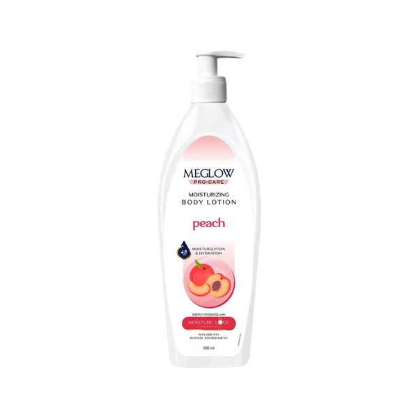 Meglow Pro-Care Moisturizer Body Lotion 500ml for Women & Men | Enriched with Peach Extract | Deep Hydration with 48 Hrs Moisture Lock for Dry Skin