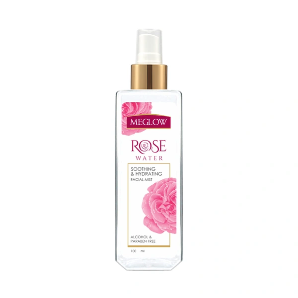 Meglow Rose Water Toner 100ml for Face - Alcohol & Paraben-Free | Hydrating & Soothing | Refreshing Facial Toner | All Skin Types, Tightens Pores & Brightens Skin