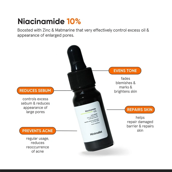 Minimalist 10% Niacinamide Face Serum 10ml | Oil Control & Anti-Acne with Zinc | Skin Clarifying Serum for Pore Care, Blemish Removal & Smooth Texture | For All Skin Types