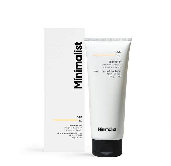 Minimalist SPF 30 Body Sunscreen 150g | Broad Spectrum PA+++ Lotion with UVA & UVB Protection | Nourishing, Lightweight & Non-Greasy Sunscreen for All Skin Types, Men & Women