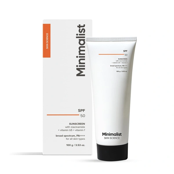 Minimalist Sunscreen SPF 50 PA++++ 100g | Clinically Tested in US (In-Vivo) | Broad Spectrum UVA & UVB Protection | Lightweight, No White Cast, Multi-Vitamins