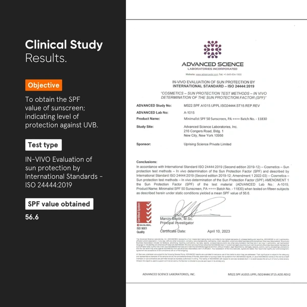 Minimalist Sunscreen SPF 50 PA++++ 100g | Clinically Tested in US (In-Vivo) | Broad Spectrum UVA & UVB Protection | Lightweight, No White Cast, Multi-Vitamins