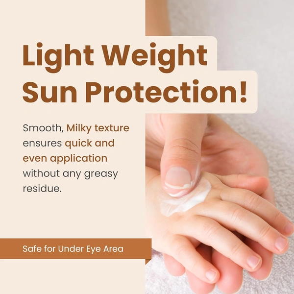 Mother Sparsh Milky Mineral Baby Sunscreen 50g| Ultra-Light Sunscreen Lotion with SPF 30, Broad Spectrum UVA/UVB Protection | Baby Lotion with Milk Protein, Coconut Oil & Vitamin E