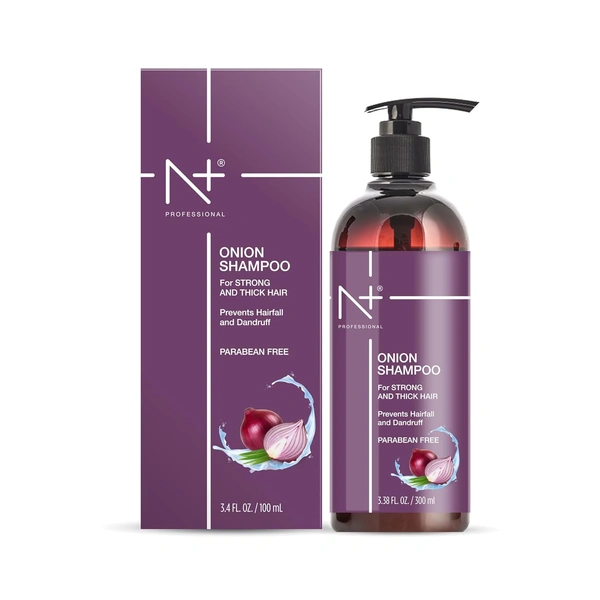 N Plus N + Professional Onion Shampoo 300ml | For Strong & Thick Hair | Hairfall & Dandruff Control | Paraben Free | Healthy , Soft & Shiny Hair | for All Hair Types