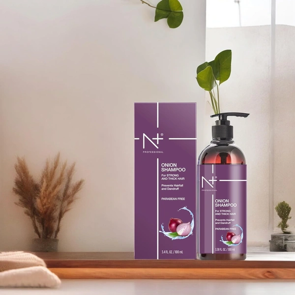 N Plus N + Professional Onion Shampoo 300ml | For Strong & Thick Hair | Hairfall & Dandruff Control | Paraben Free | Healthy , Soft & Shiny Hair | for All Hair Types