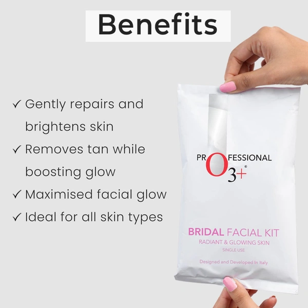 O3+ Professional O3+ Bridal Facial Kit for Radiant & Glowing Skin for All Skin Types with 10 steps (120g, Single Use)