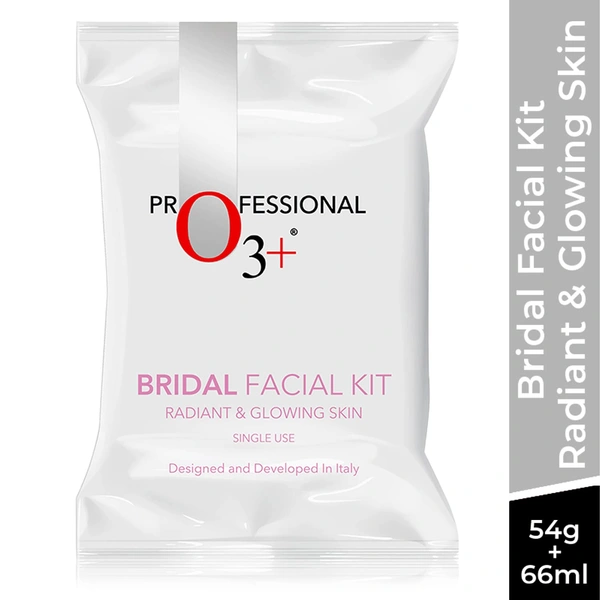 O3+ Professional Bridal Facial Kit 60g + 69ml for Radiant Glowing Skin | Hyaluronic Acid, Glycolic Acid & Niacinamide | Salon Like Facial for All Skin Types