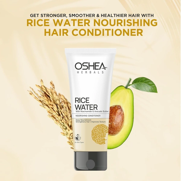 Oshea Herbals Rice Water Hair Conditioner 100 ml - Deep Nourishment & Hydration | Niacinamide & Avocado Butter for Soft, Shiny, Damage-Free Hair