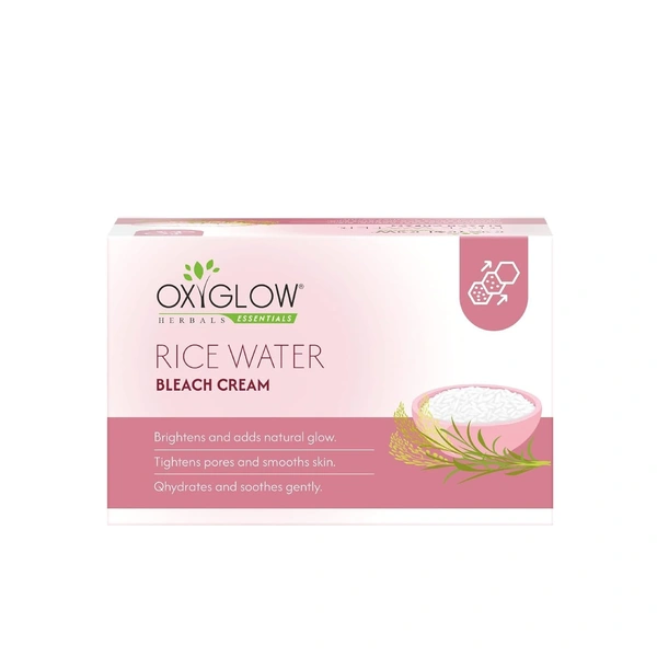 Oxygen Herbals Oxy Glow Herbals Rice Water Bleach Cream 300 gm | Skin Brightening & Hair Lightening | Rice Water Extract for Radiant Glow | Smooth Even Tone | Salon Results at Home