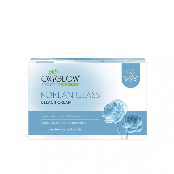 Oxygen Herbals Oxy Glow Oxygen Herbals Korean Glass Bleach Cream 50gm | Instant Skin Brightening & Facial Hair Lightening | Glass Skin Glow | Smooth Radiant Complexion | Salon Like Results at Home